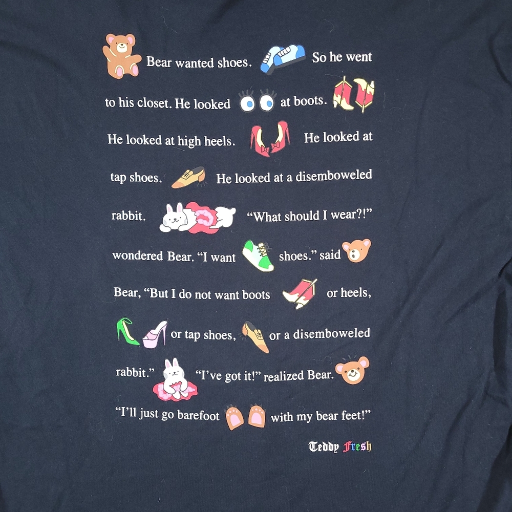 Teddy Fresh Men's 100% Cotton T-Shirt Black Size 3XL Graphic Tee Crew Neck - Picture 4 of 7